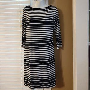 Jessica Howard Black and White Striped Long Sleeve Dress